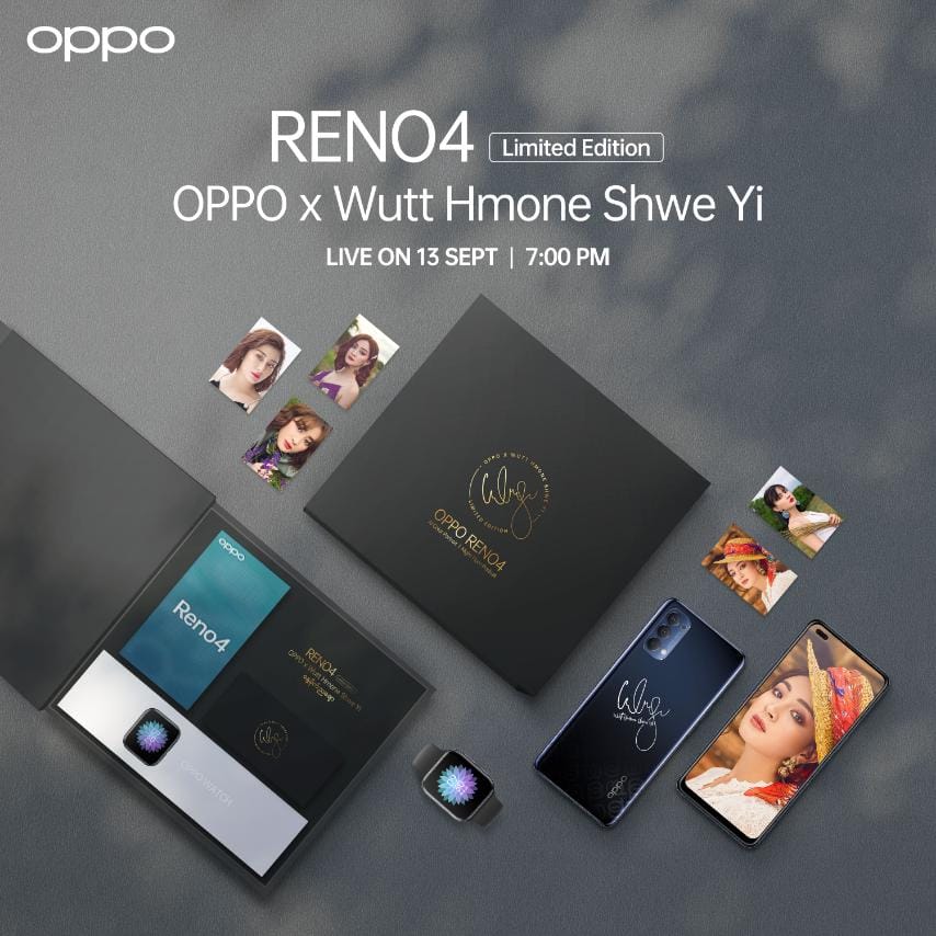 OPPO Myanmar မှ အကယ်ဒမီ ဝတ်မှုံရွှေရည်နှင့် ပူးပေါင်းကာ နေ့မိုက်ညချော OPPO Reno4 Limited Edition ကို မိတ်ဆက်